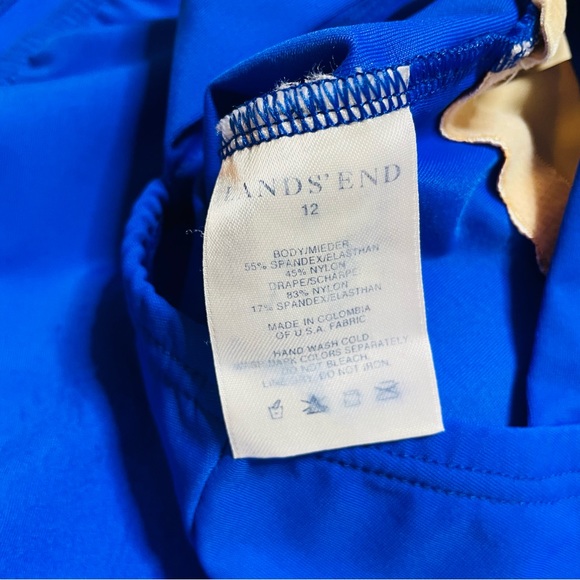 Lands End One Piece Swimsuit Blue Skirted Halter - Picture 8 of 10